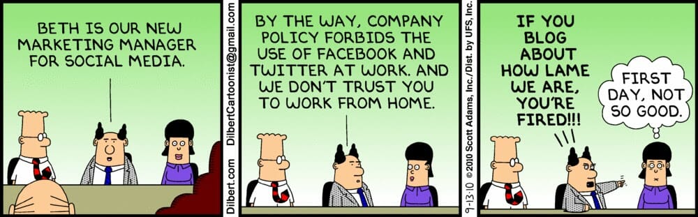 social media policy cartoon