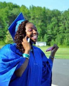 graduate on cell phone